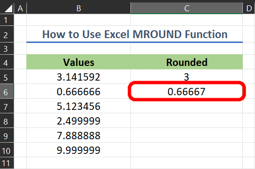 Specifying num_digits rounding digit as 5 gives you a result with 5 decimal place