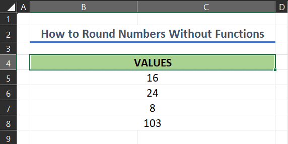 The values are rounded to the chosen number of decimal places