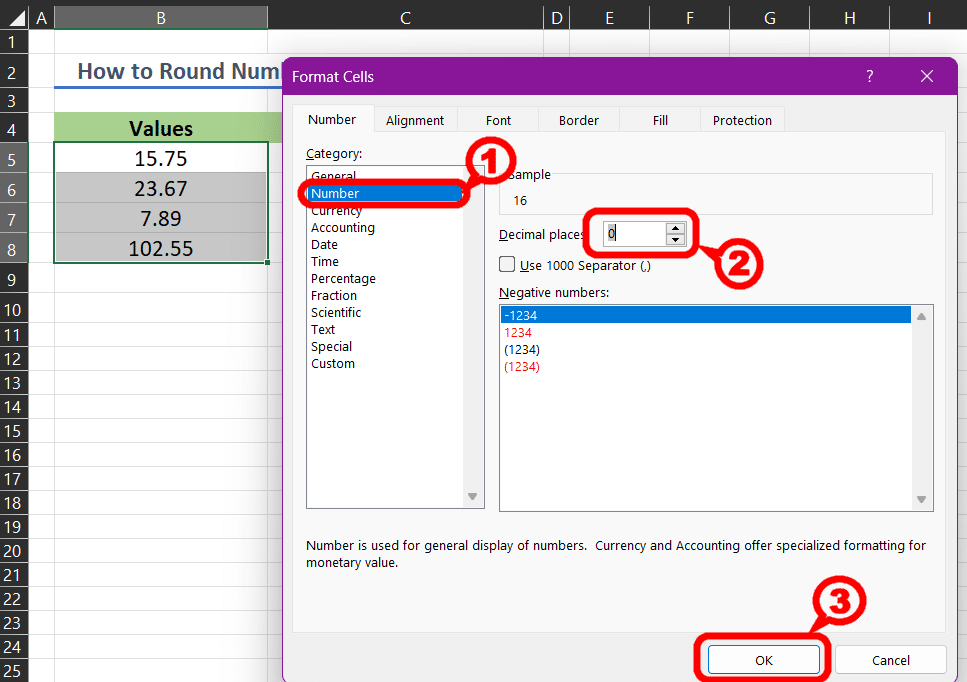 Pick the Format Cells option from the menu