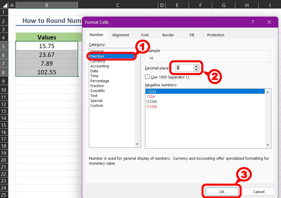 how to round to the nearest whole number in excel