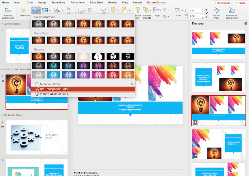 Set Transparent Color for logo in PowerPoint