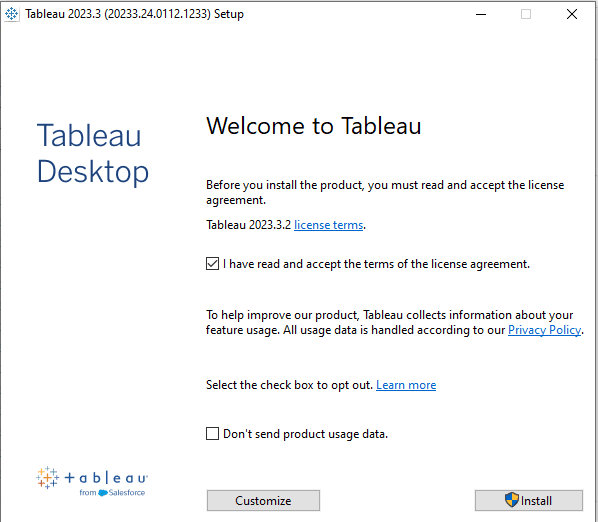 Tableau Desktop Installer