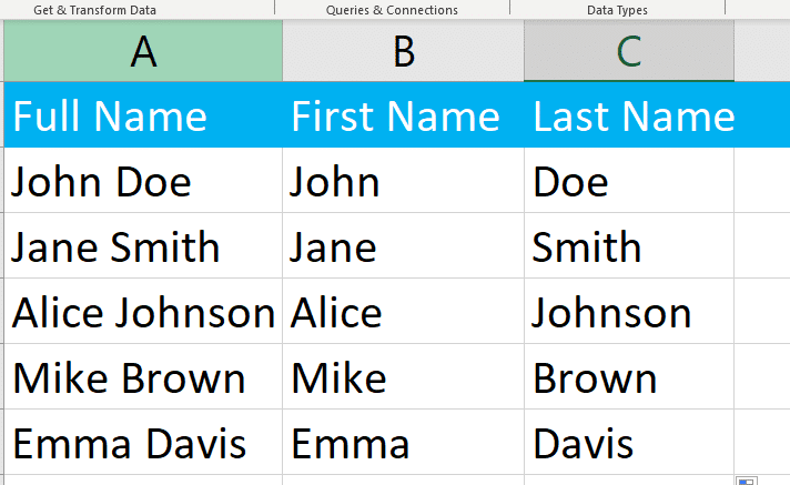 Last name separated from full name