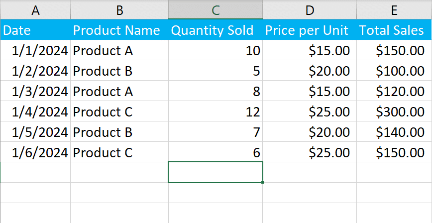 Selecting the cell for column sum