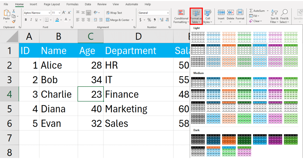 3 Types of Styles in Excel