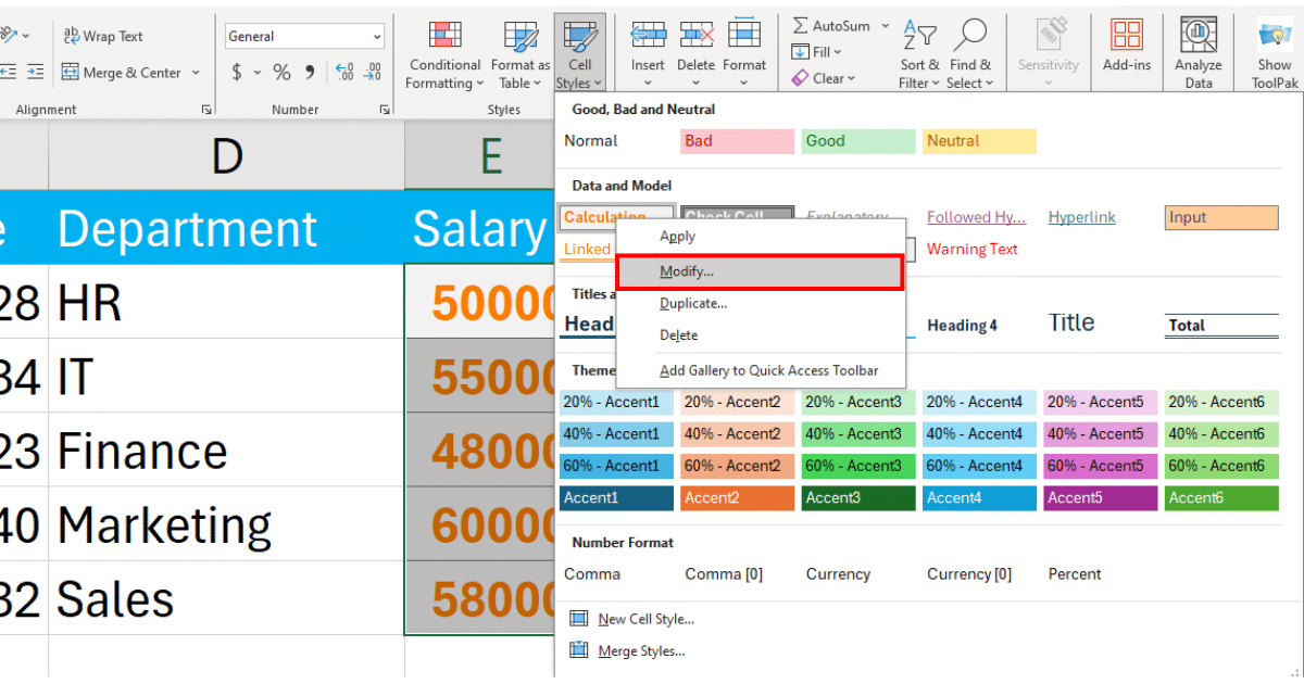How to Apply the Calculation Style in Excel