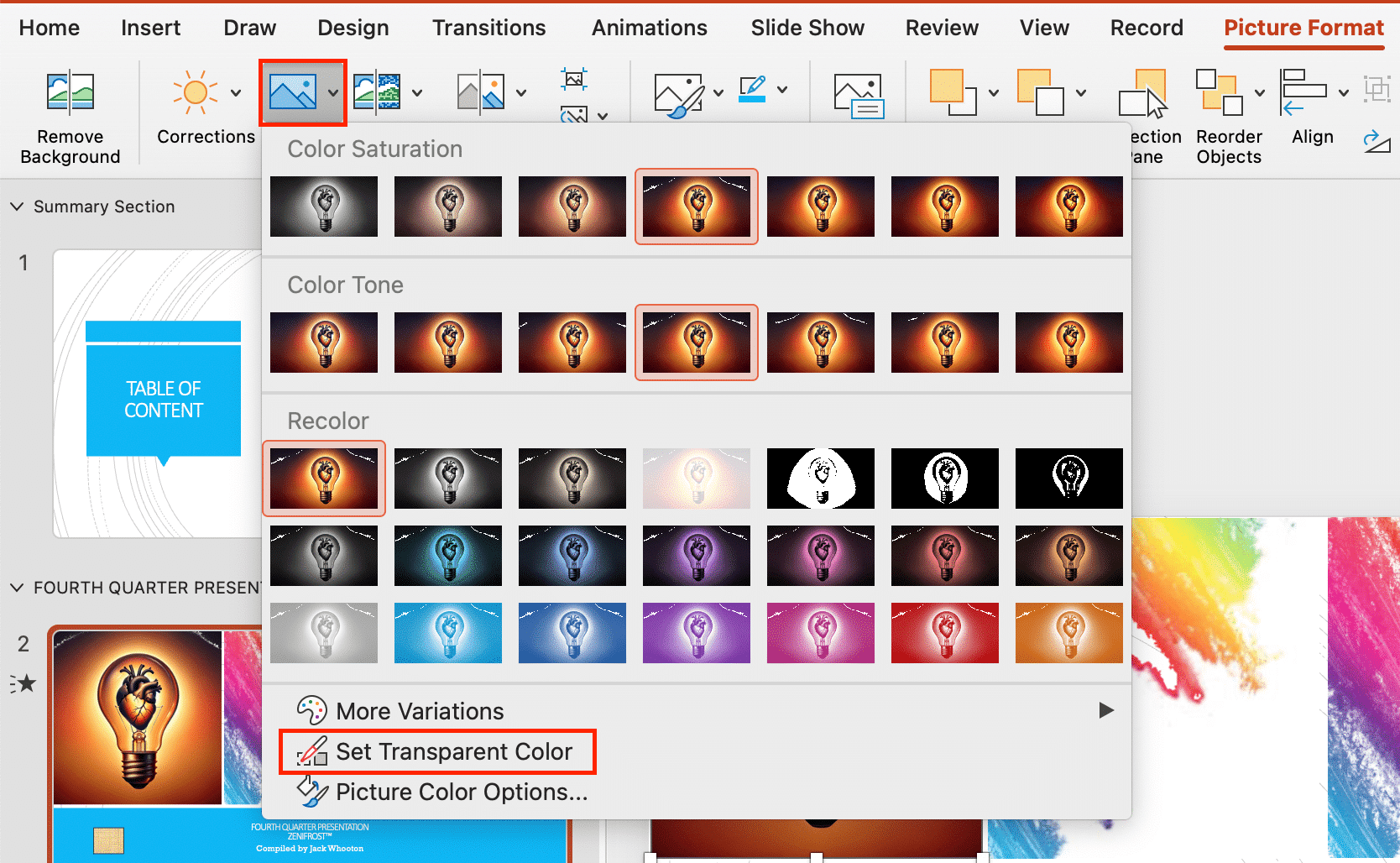 Set Transparent Color in PowerPoint