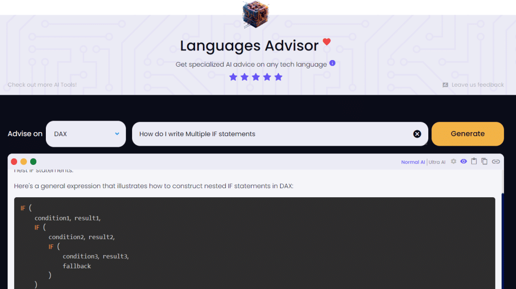DAX Languages Advisor - Data Mentor